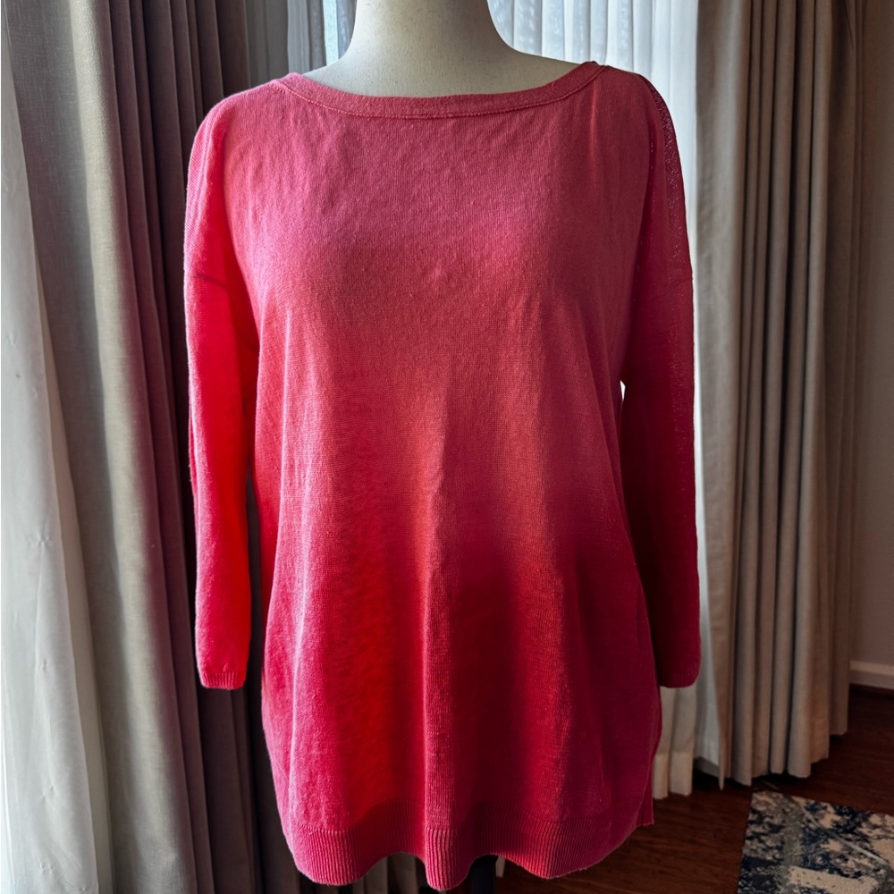 Coral-colored Linen Sweater